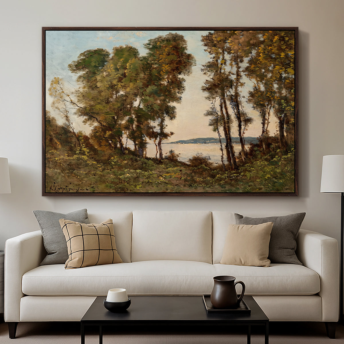 The Banks of the Allier, 1894 - Floater Framed Canvas Print
