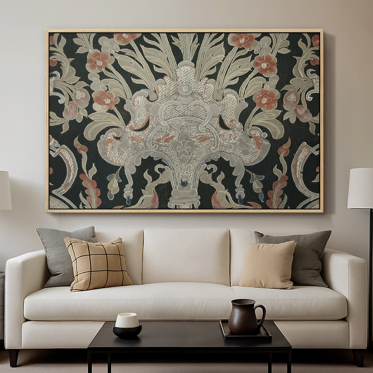 Hanging (Printed Textile), c. 18th Century - Floater Framed Canvas Print