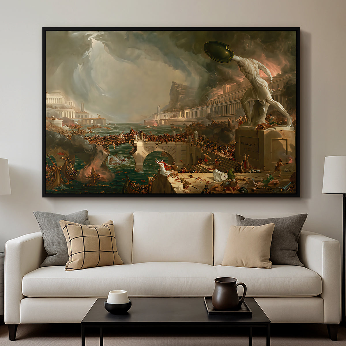 The Course of Empire: Destruction, 1836 - Floater Framed Canvas Print