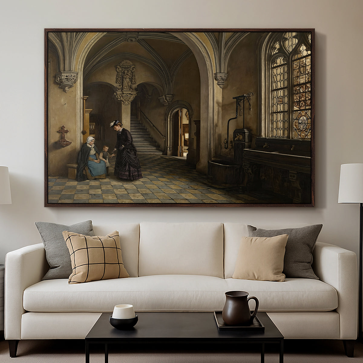 Interior of the Church of Saint Paul in Antwerp, c. 1865-1869 - Floater Framed Canvas Print
