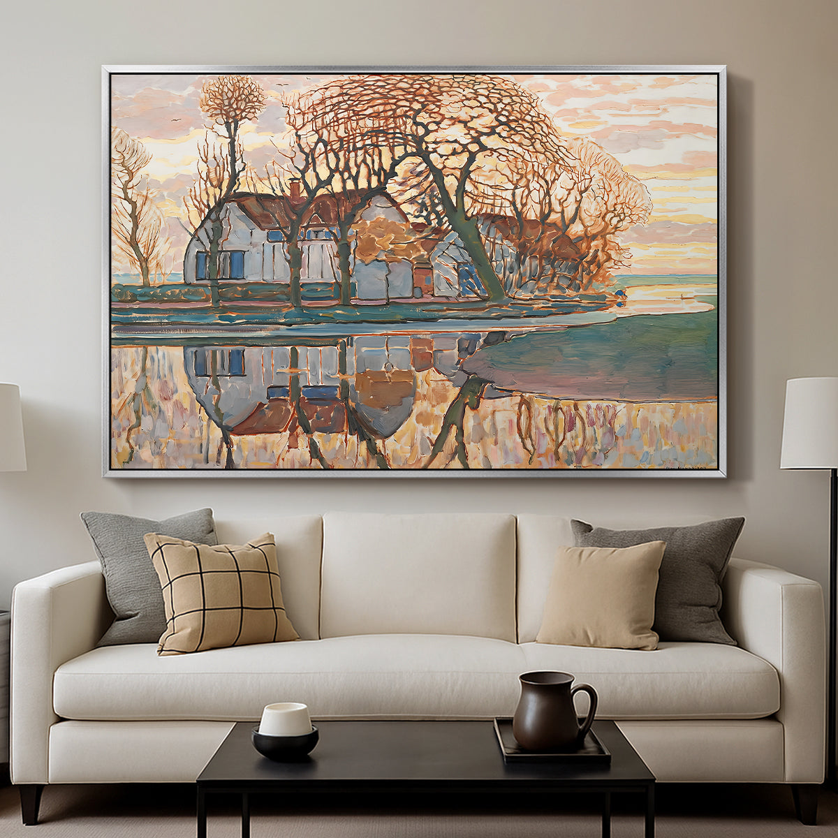 Farm near Duivendrecht, c. 1916 - Floater Framed Canvas Print