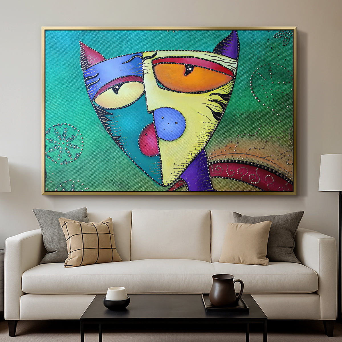 Celestial Cat - Floater Framed Canvas Print