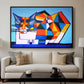 Cassie Thinking about Cubism - Floater Framed Canvas Print