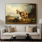 A Goat with Two Kids - Floater Framed Canvas Print