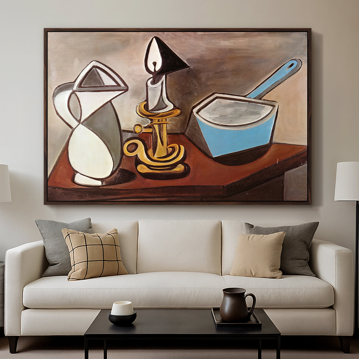 Jug, Candle, and Enamel Pan, 1950 - Floater Framed Canvas Print