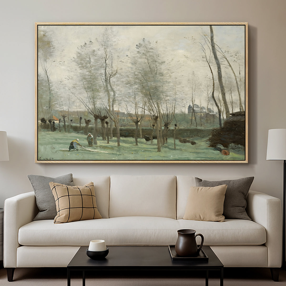 Washerwomen in a Willow Grove, c. 1871 - Floater Framed Canvas Print