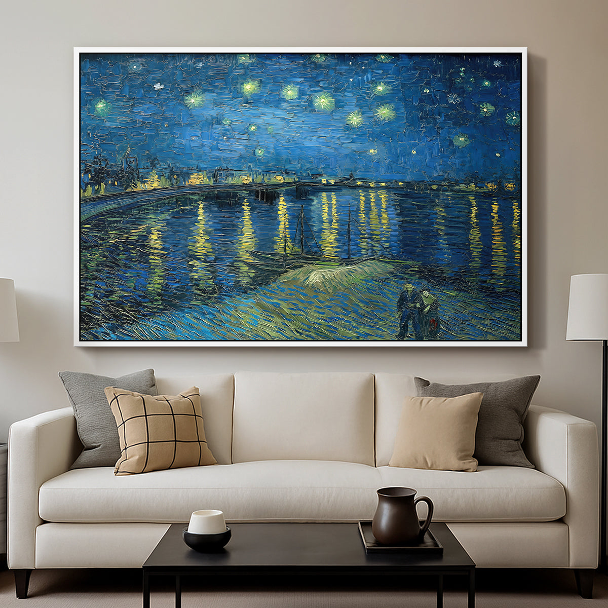 Starry Night Over the Rhône, 1888 - Floater Framed Canvas Print
