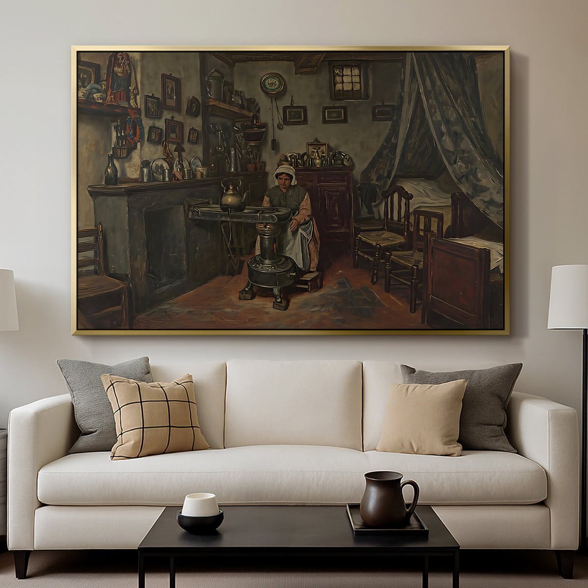 Interior, c. 1865-1870 - Floater Framed Canvas Print