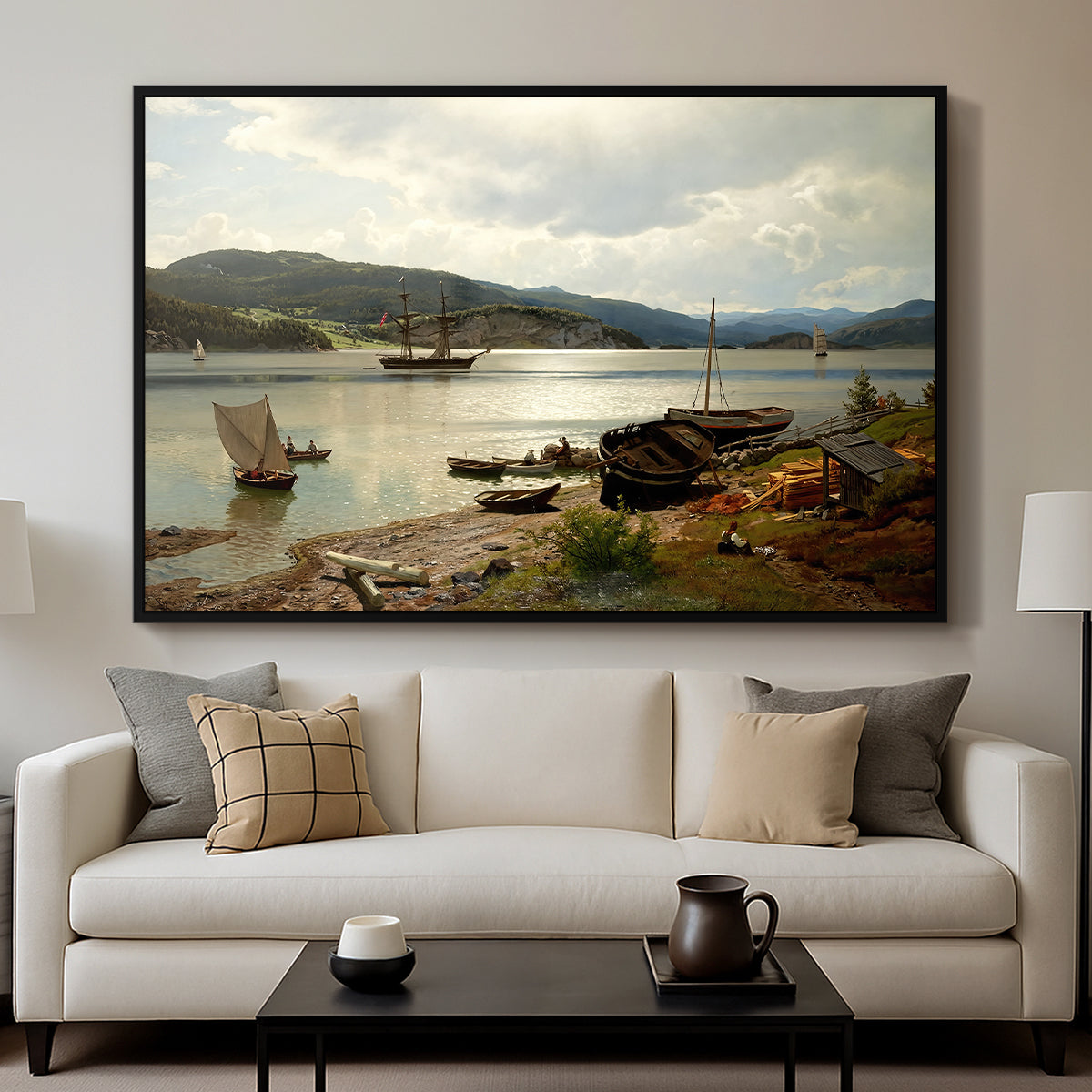 By the Water, 1876 - Floater Framed Canvas Print