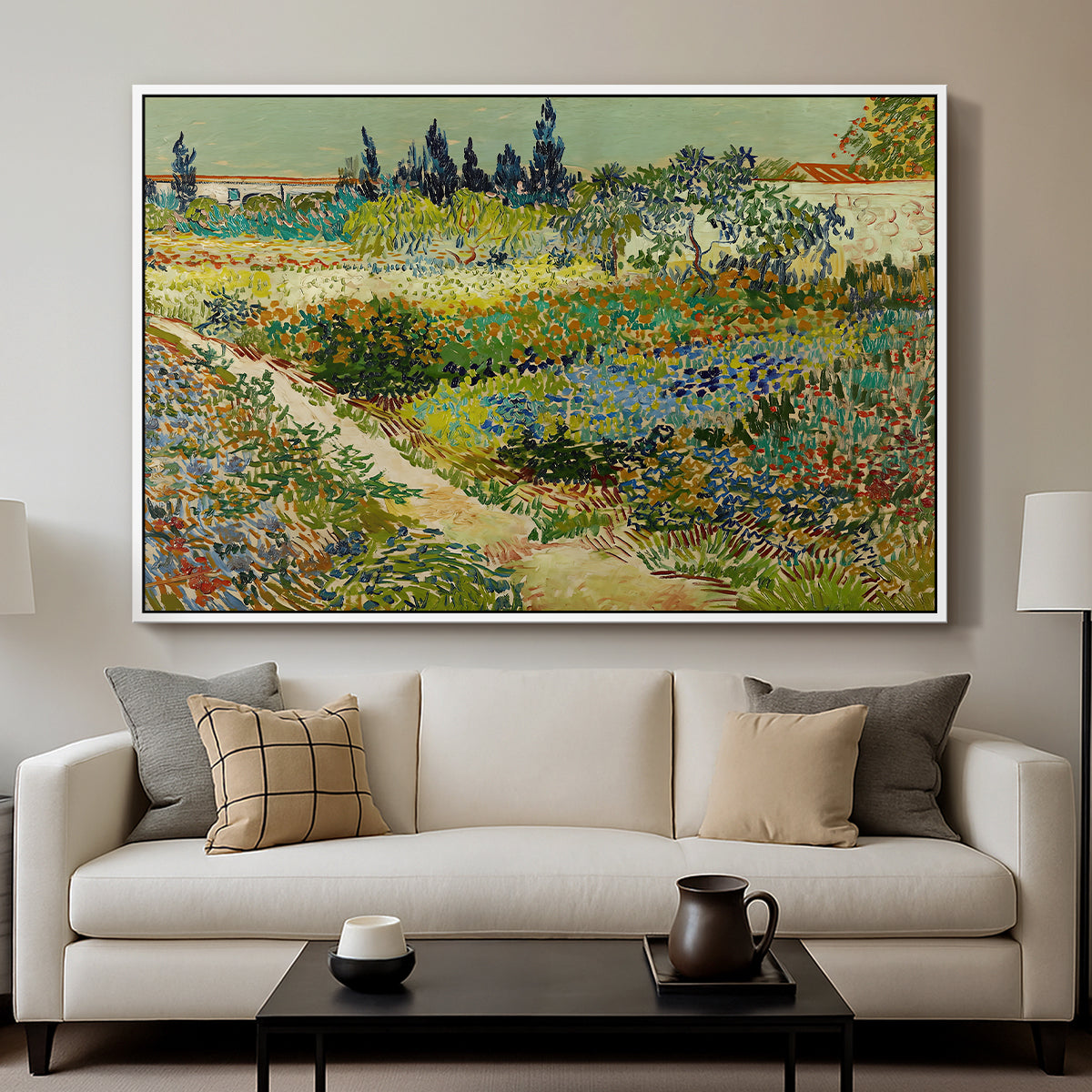 Garden at Arles, 1888 - Floater Framed Canvas Print