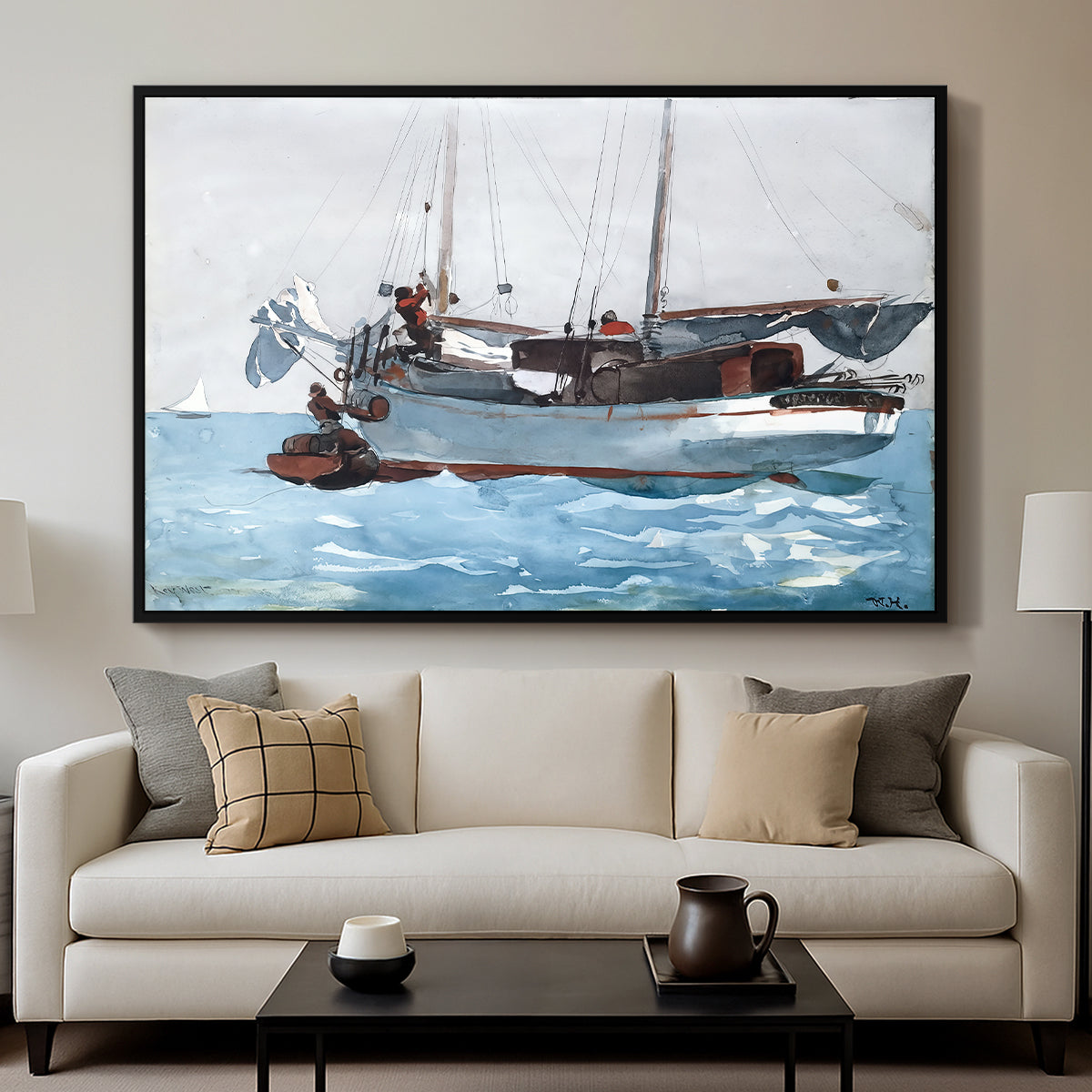 Taking on Wet Provisions, 1903 - Floater Framed Canvas Print
