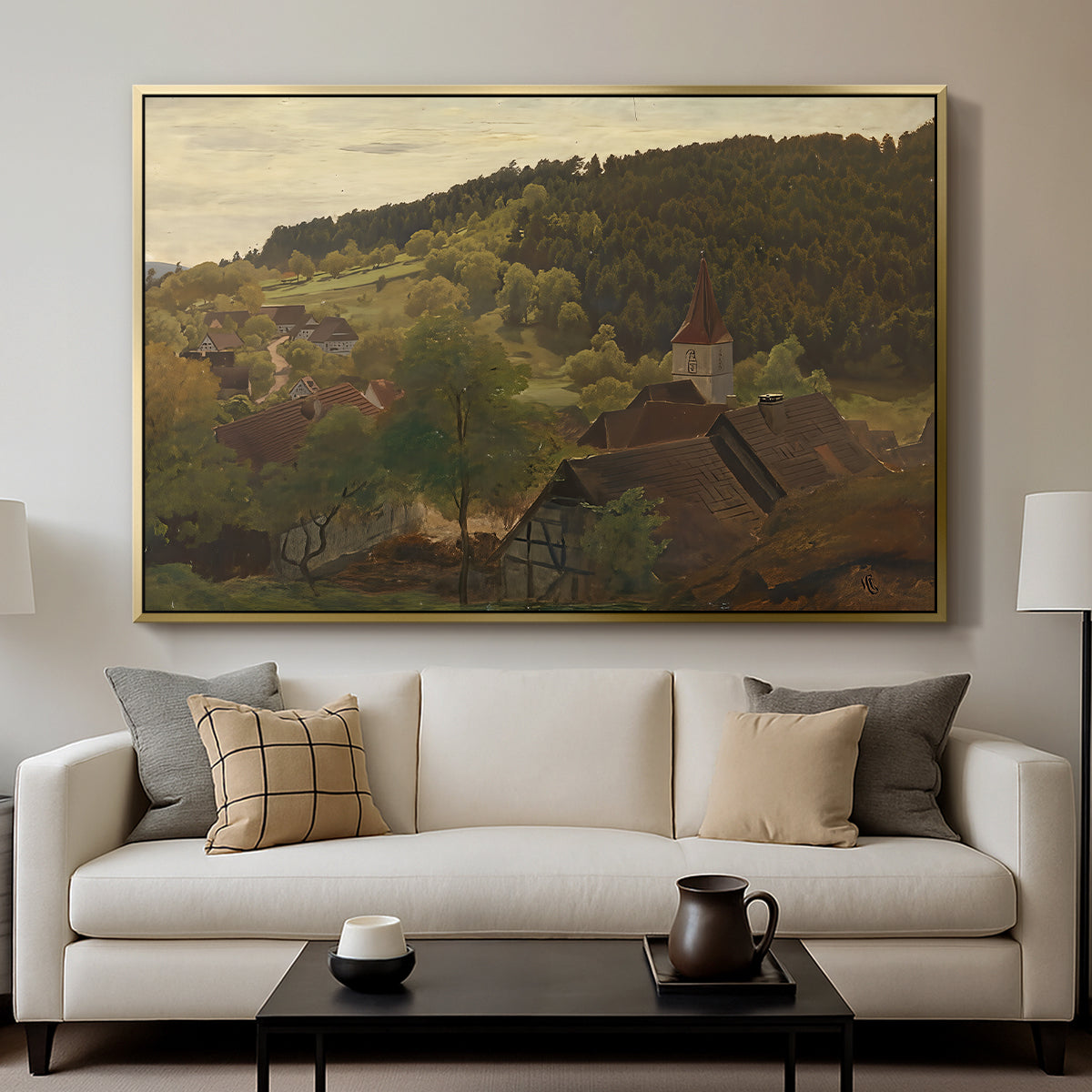 Landscape from Ebersteinburg in Baden, 1876 - Floater Framed Canvas Print