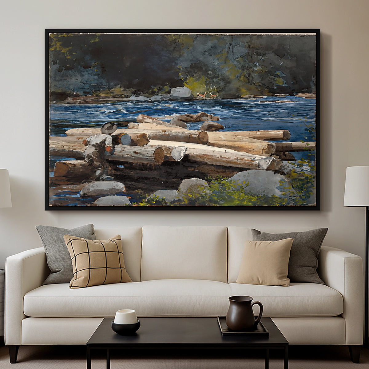 Hudson River, 1892 - Floater Framed Canvas Print