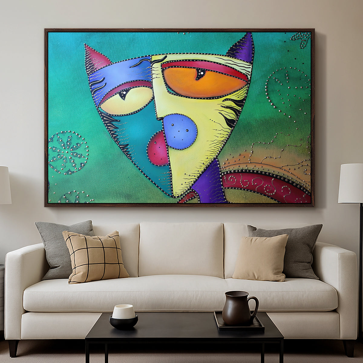 Celestial Cat - Floater Framed Canvas Print