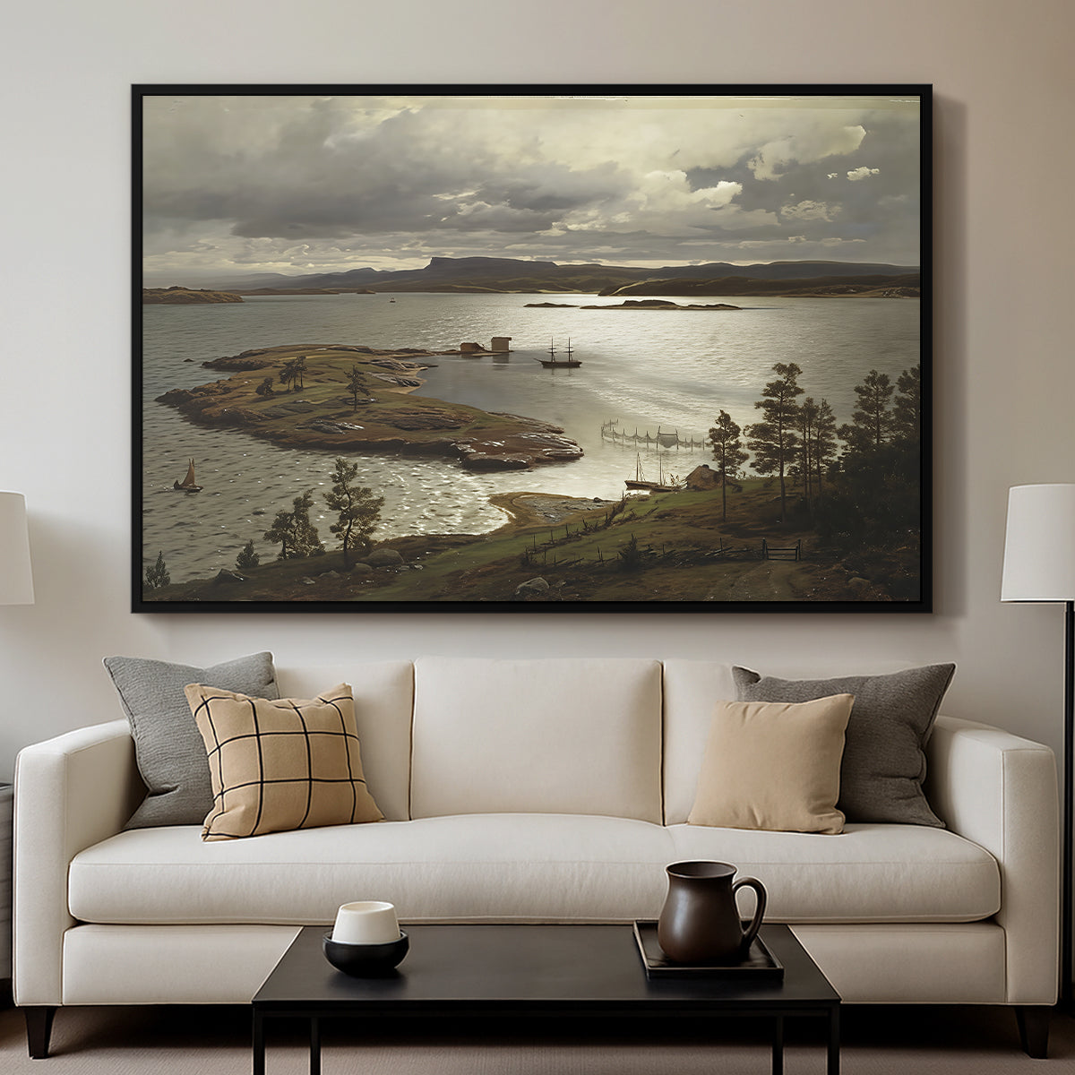 The Fjord at Sandviken (Sandviksfjorden), 1879 - Floater Framed Canvas Print