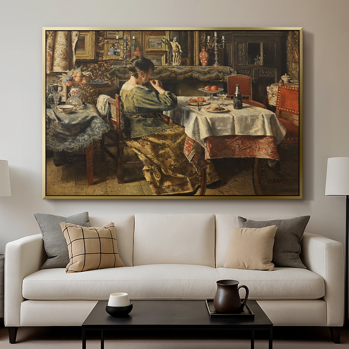 The Meal (De maaltijd), c. 1885 - Floater Framed Canvas Print