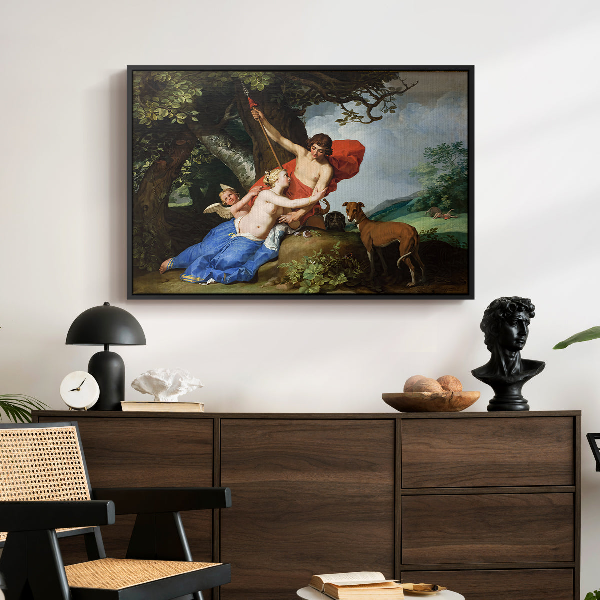 Venus and Adonis, 1632 - Floater Framed Canvas Print