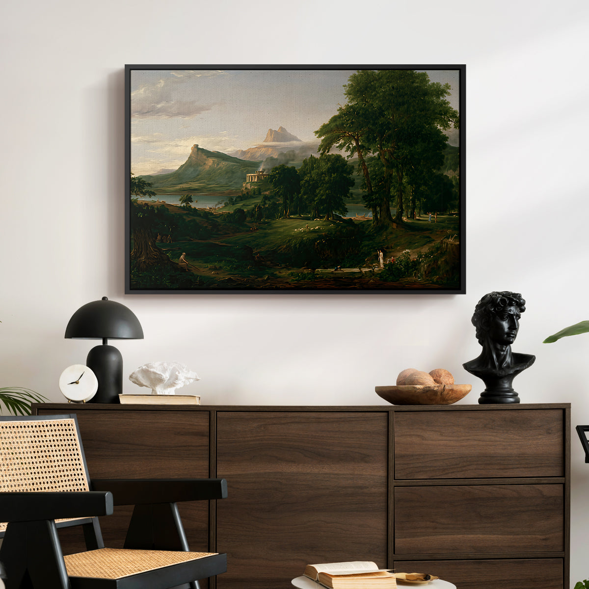 The Course of Empire: The Arcadian or Pastoral State, 1834 - Floater Framed Canvas Print