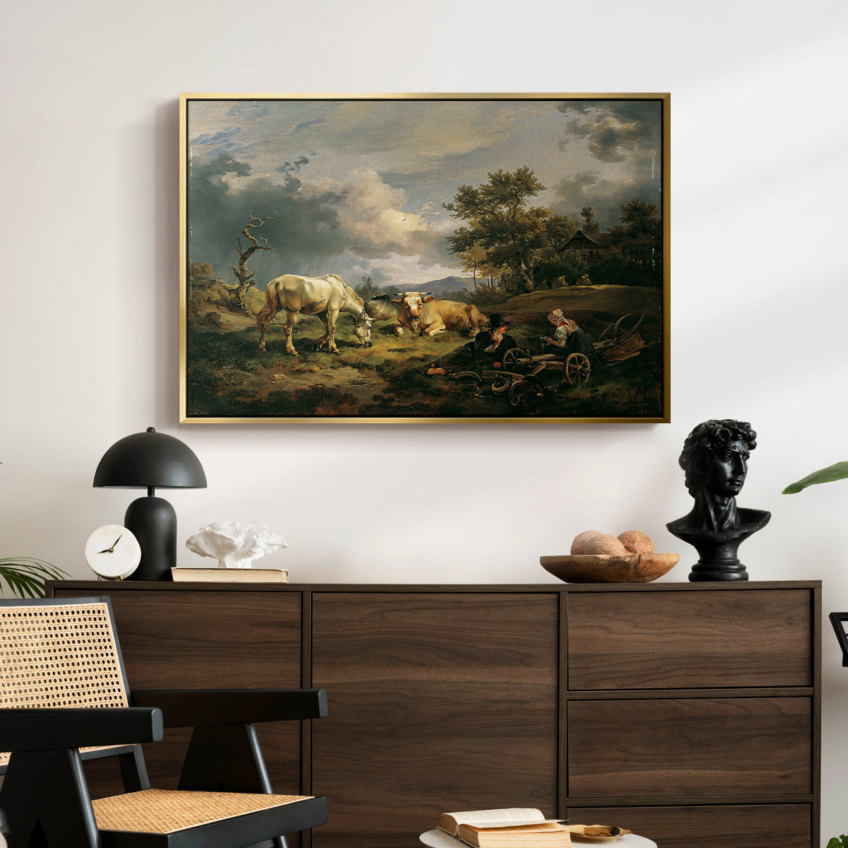 Young Peasant Couple Resting in the Field, 1829 - Floater Framed Canvas Print