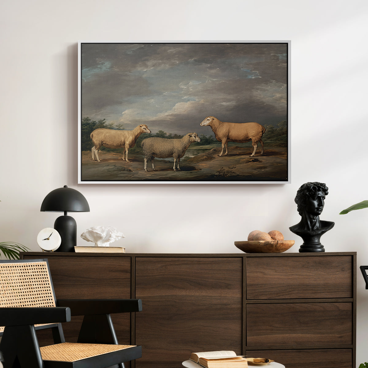 Ryelands Sheep, the King's Ram, the King's Ewe and Lord Somerville's Wether, c. 1801-1807 - Floater Framed Canvas Print