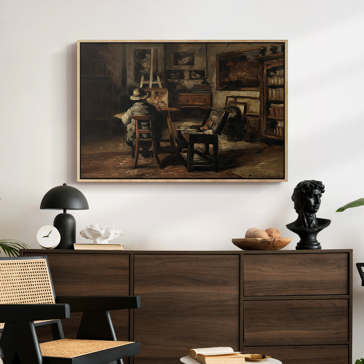 The Studio of Ferdinand De Braekeleer I, Father of the Painter, c. 1873-1885 - Floater Framed Canvas Print