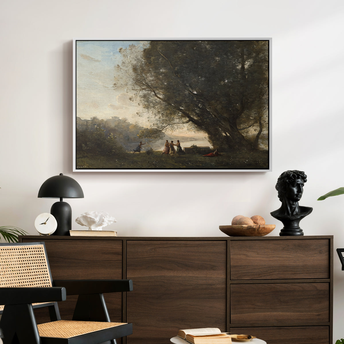 Dance Under the Trees at the Edge of the Lake, c. 1865-1870 - Floater Framed Canvas Print