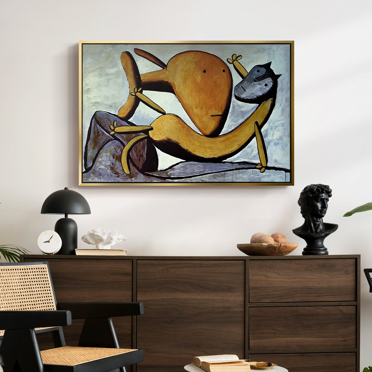 Cat and Big Fish, c. 1931 - Floater Framed Canvas Print