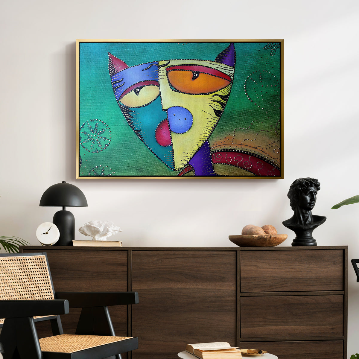 Celestial Cat - Floater Framed Canvas Print