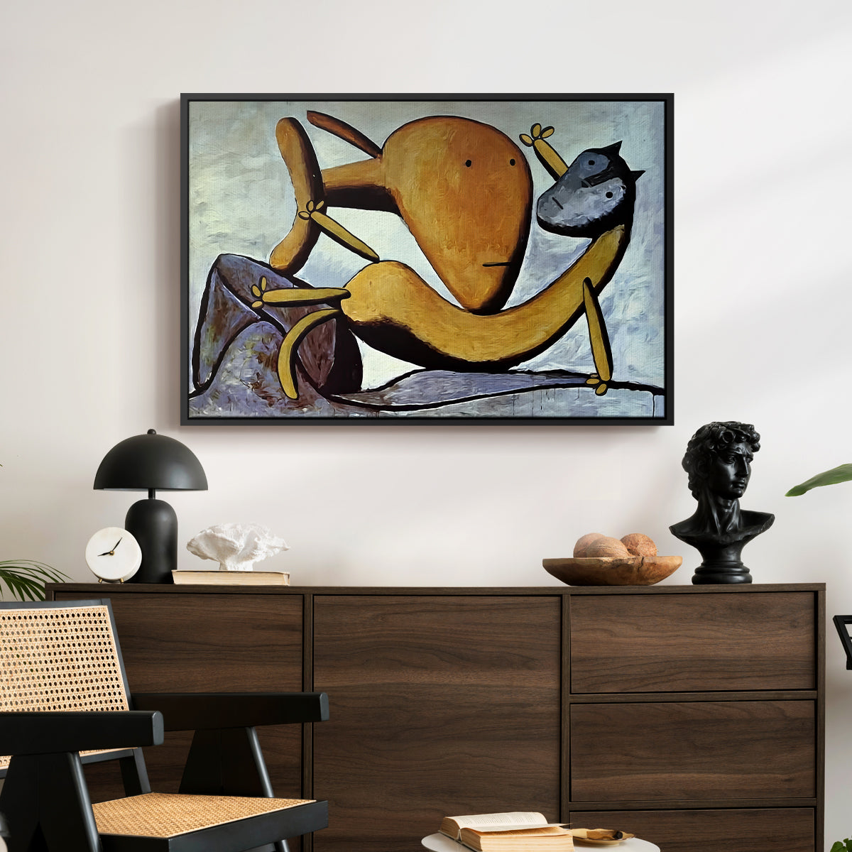 Cat and Big Fish, c. 1931 - Floater Framed Canvas Print