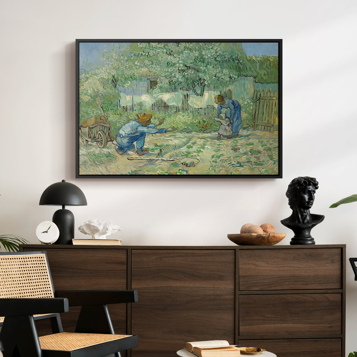First Steps after Millet, 1890 - Floater Framed Canvas Print