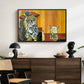 Woman Yelling at a Cat Meme (Picasso Parody) - Floater Framed Canvas Print