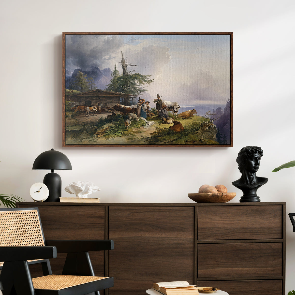 An Alpine Farm on the Untersberg, 1835 - Floater Framed Canvas Print