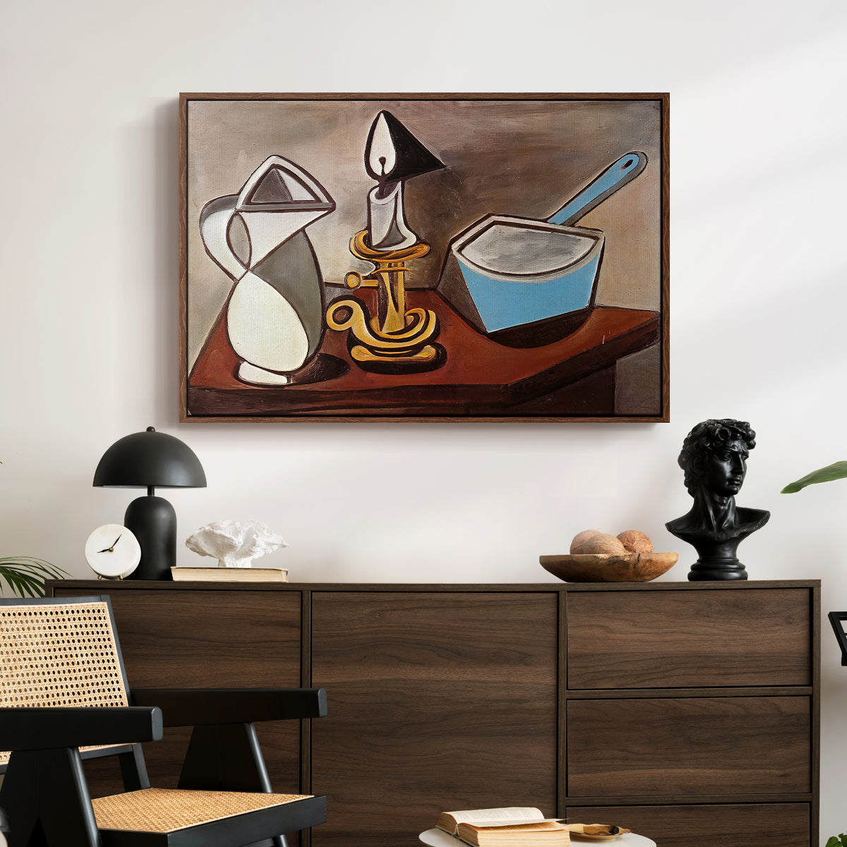 Jug, Candle, and Enamel Pan, 1950 - Floater Framed Canvas Print