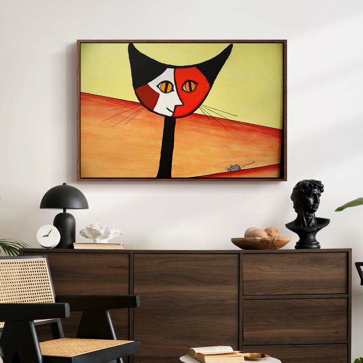 Picasso's Cat–El Gato - Floater Framed Canvas Print