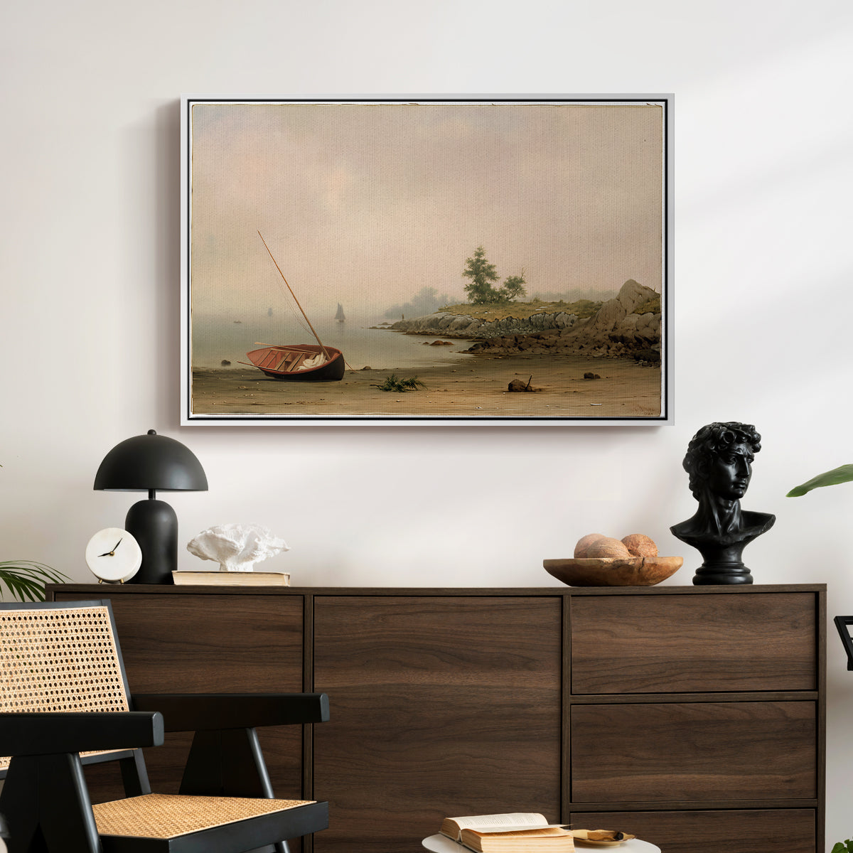 The Stranded Boat, 1863 - Floater Framed Canvas Print