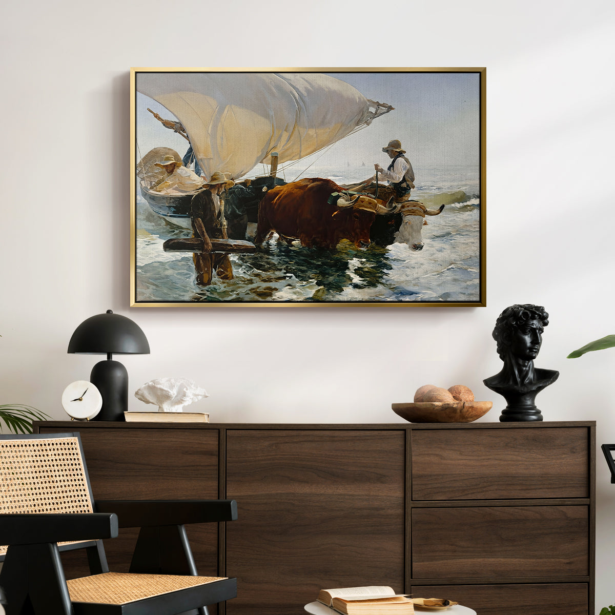 The Return from Fishing: Hauling the Boat, 1894 - Floater Framed Canvas Print