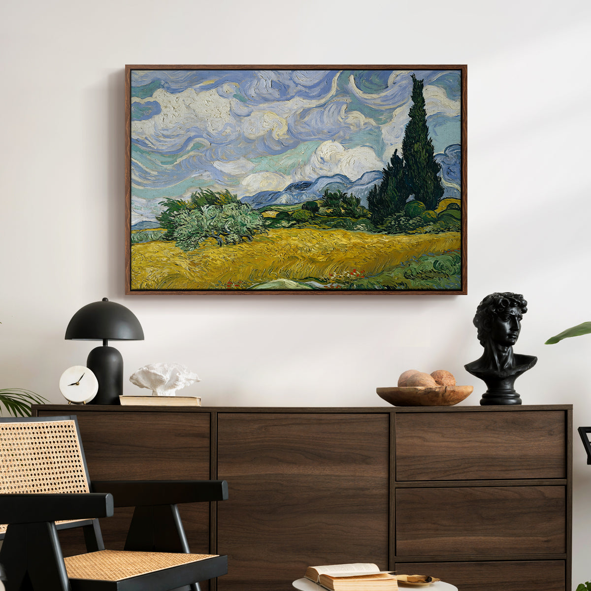 Wheat Field with Cypresses, 1889 - Floater Framed Canvas Print