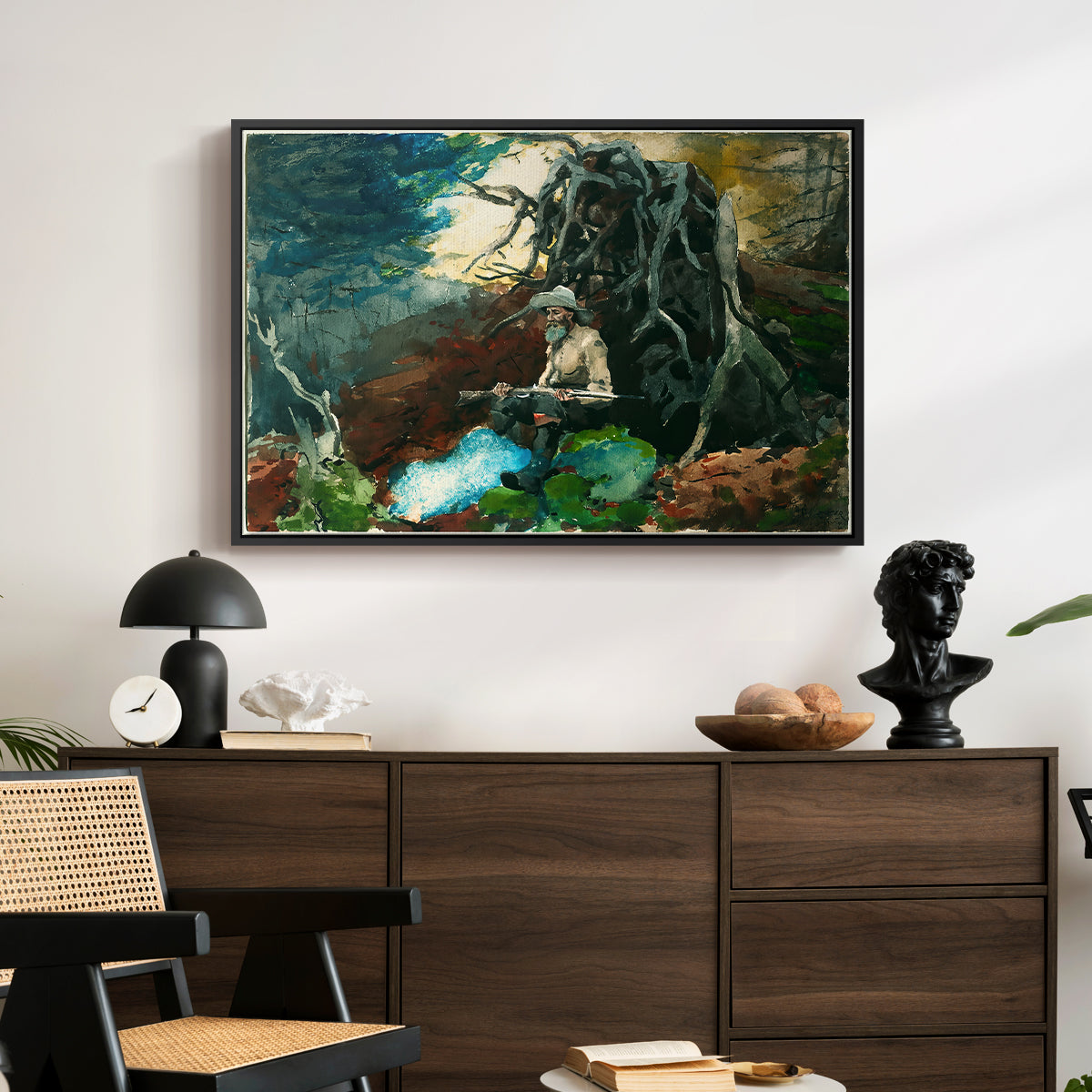 Campfire, Adirondacks, 1892 - Floater Framed Canvas Print