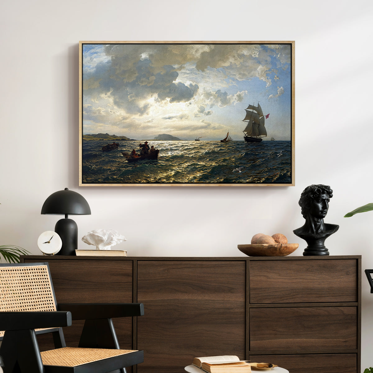 Fresh Breeze on the Norwegian Coast, 1876 - Floater Framed Canvas Print