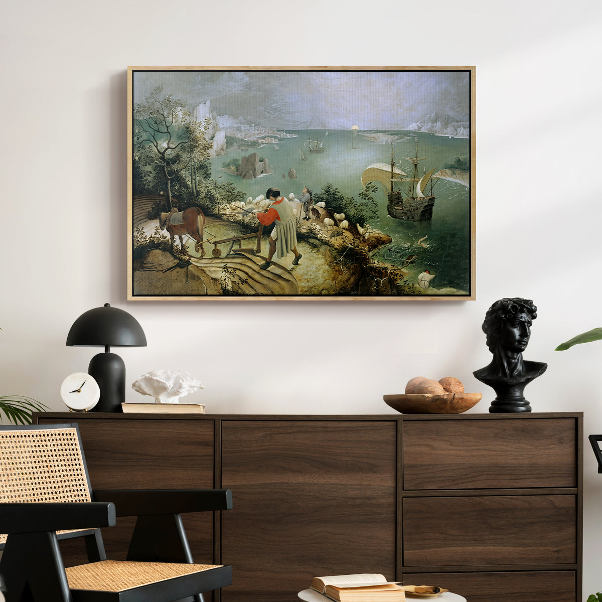 Landscape with the Fall of Icarus, c. 1560 - Floater Framed Canvas Print