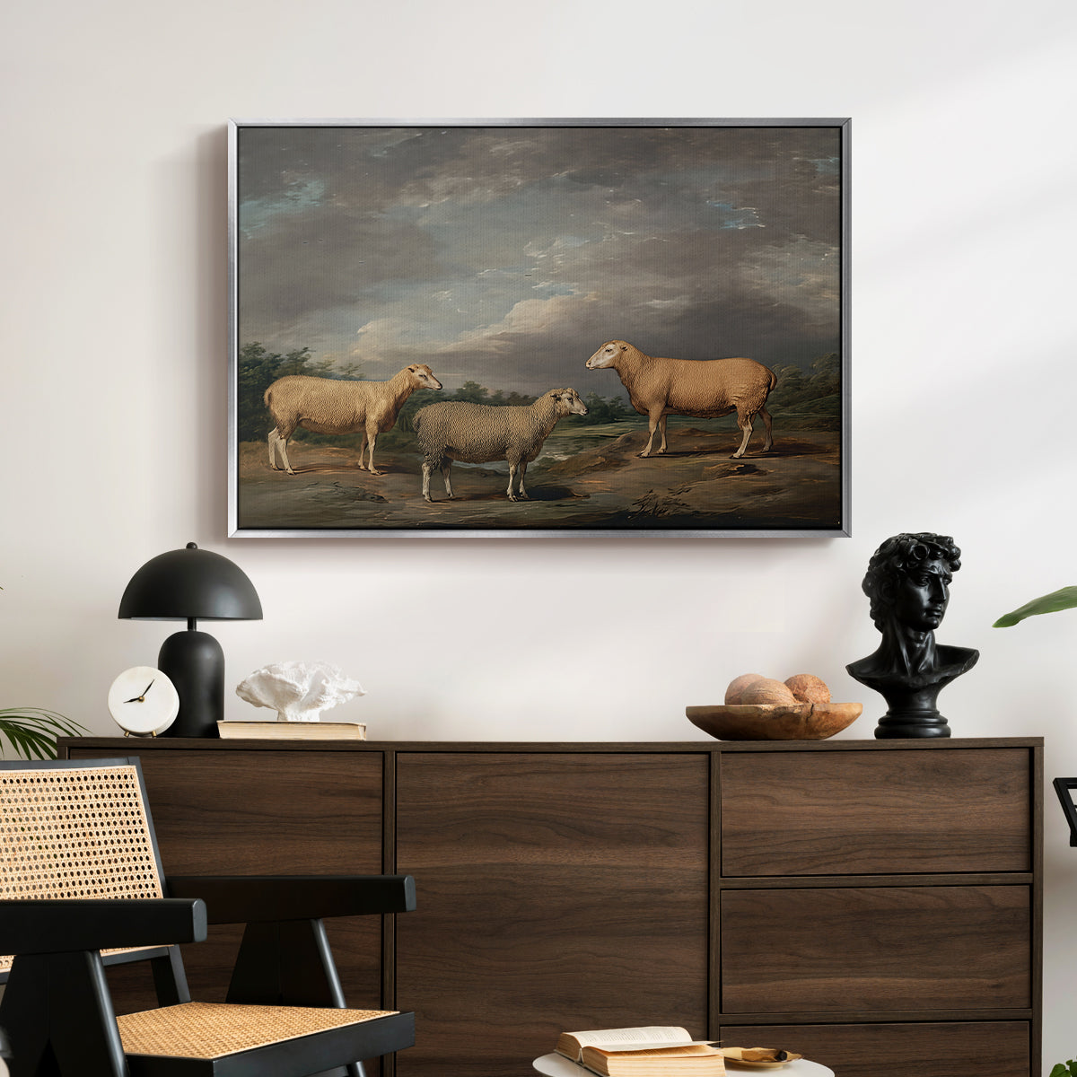 Ryelands Sheep, the King's Ram, the King's Ewe and Lord Somerville's Wether, c. 1801-1807 - Floater Framed Canvas Print