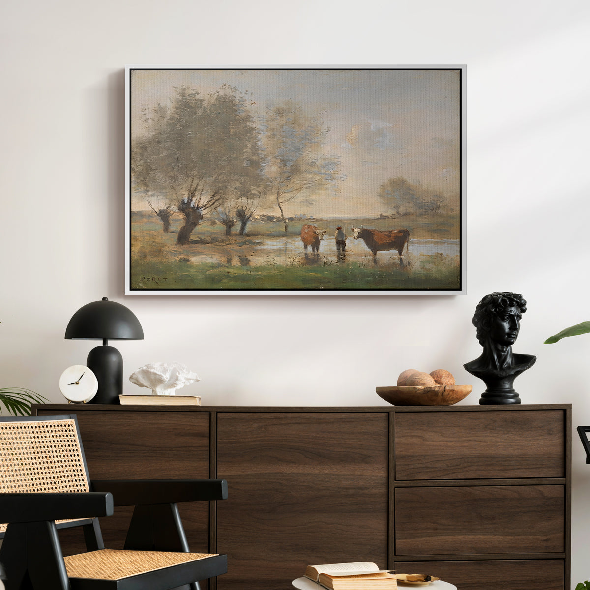 Cows in a Marshy Landscape, c. 1873-1874 - Floater Framed Canvas Print