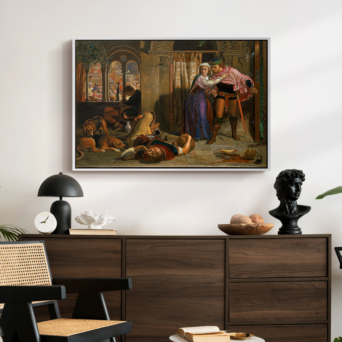 The Flight of Madeline and Porphyro, 1848 - Floater Framed Canvas Print