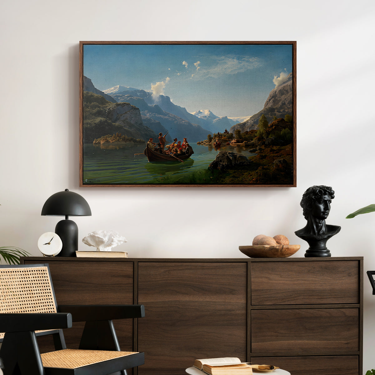 Bridal Procession on the Hardangerfjord, 1848 - Floater Framed Canvas Print