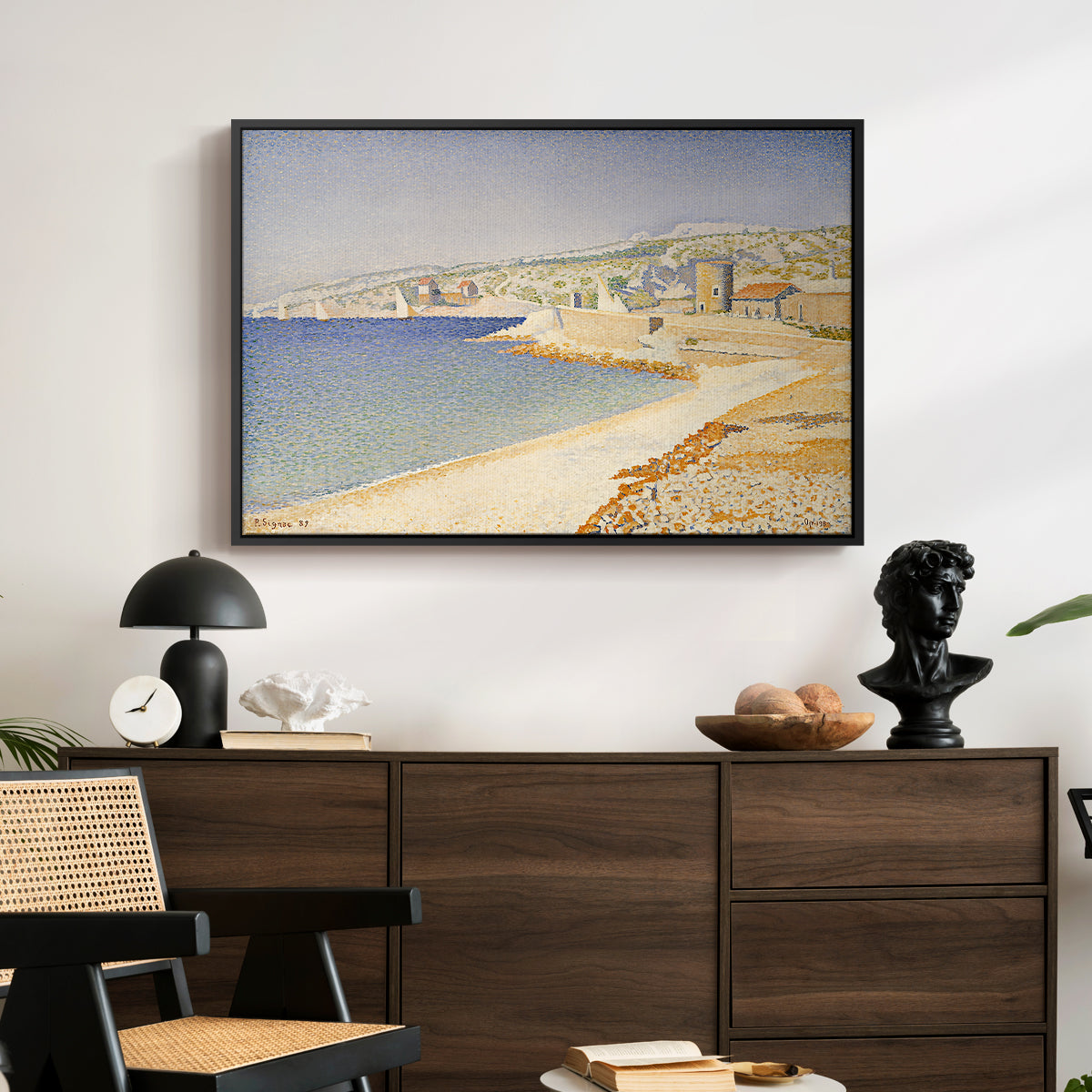 The Jetty at Cassis, Opus 198, 1889 - Floater Framed Canvas Print