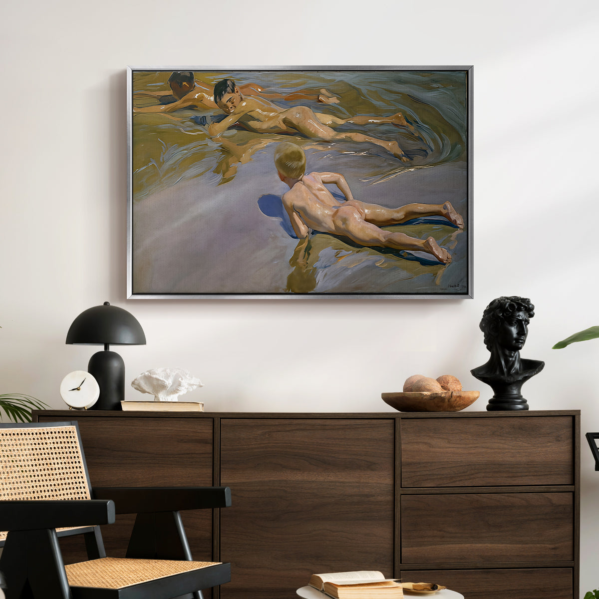 Boys on the Beach, 1910 - Floater Framed Canvas Print