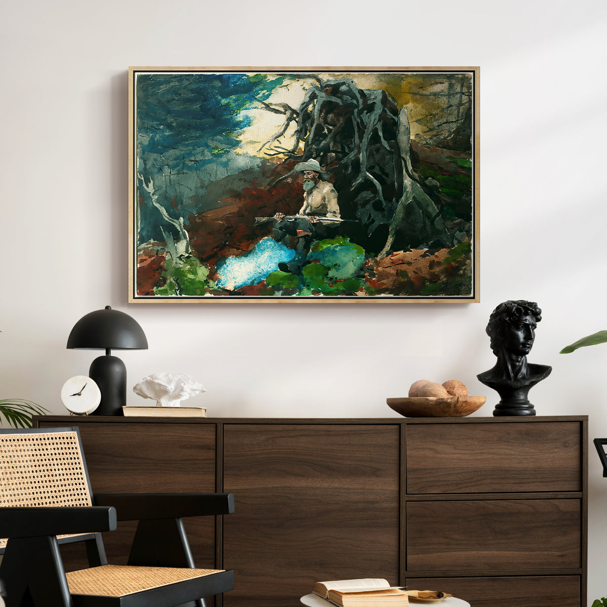 Campfire, Adirondacks, 1892 - Floater Framed Canvas Print
