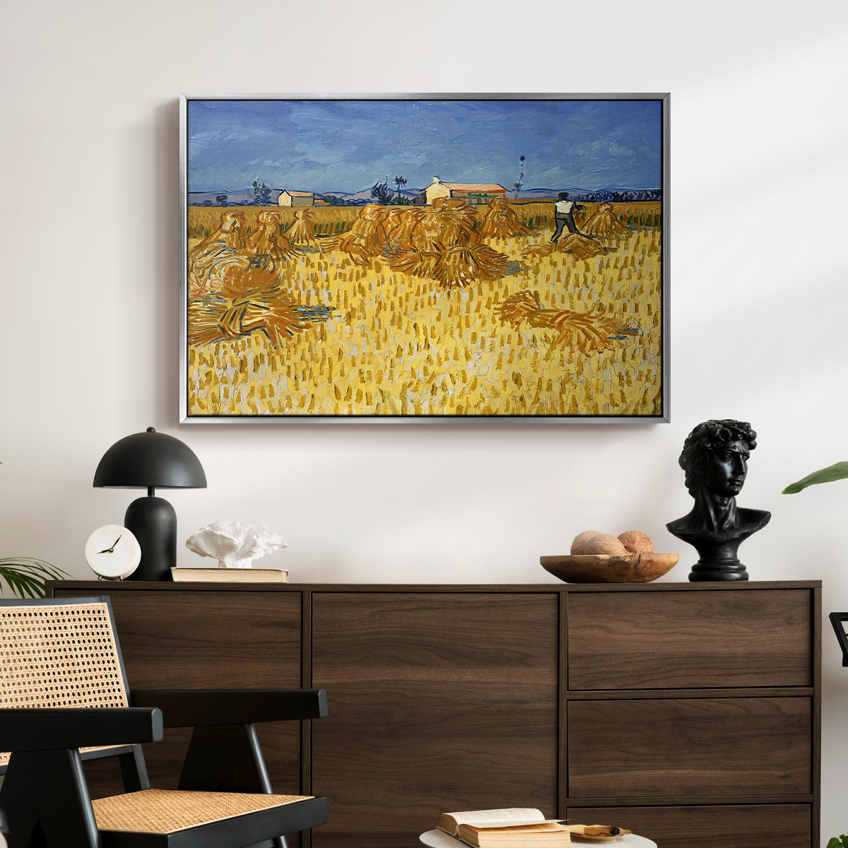 Wheat Field with Sheaves (Harvest in Provence), 1888 - Floater Framed Canvas Print