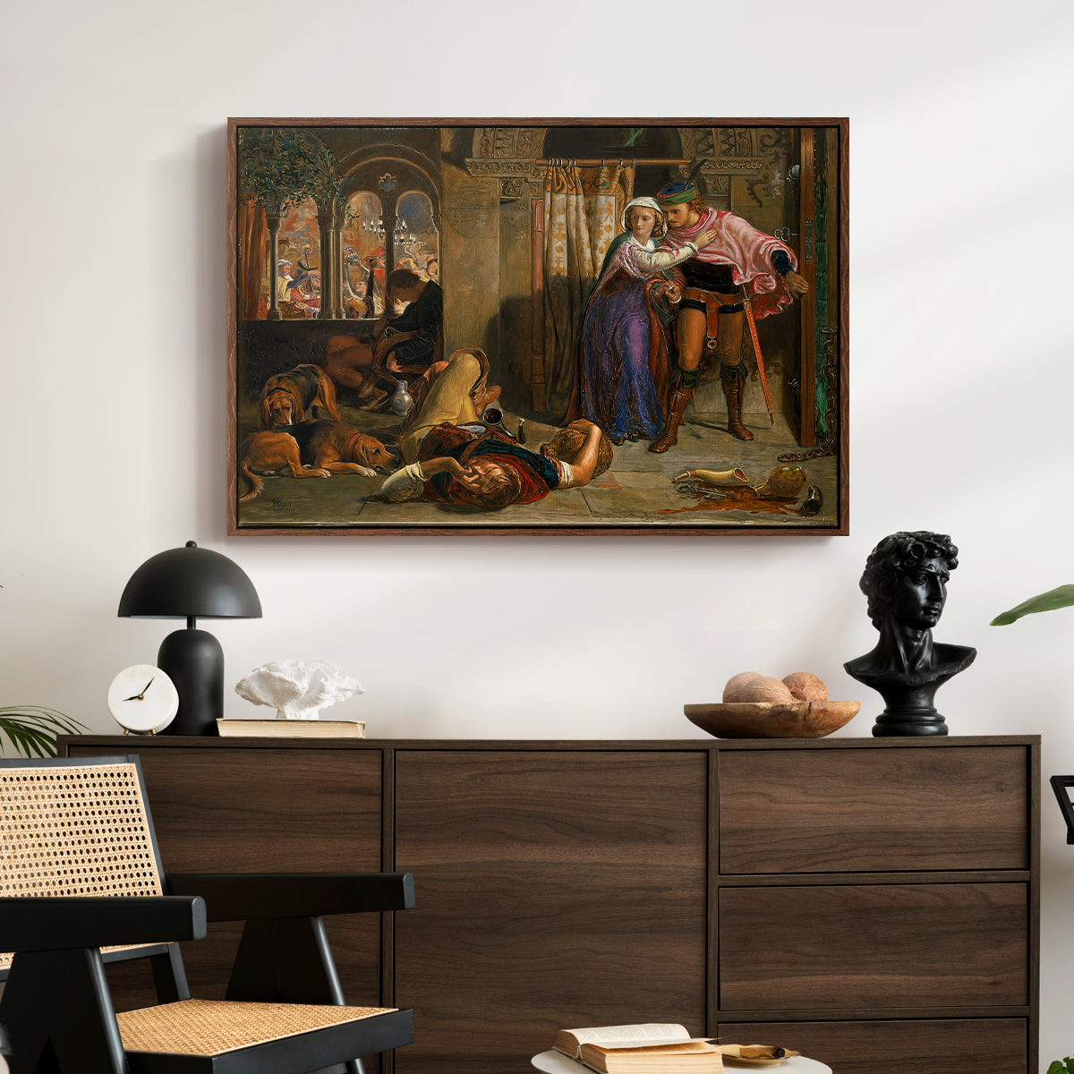 The Flight of Madeline and Porphyro, 1848 - Floater Framed Canvas Print