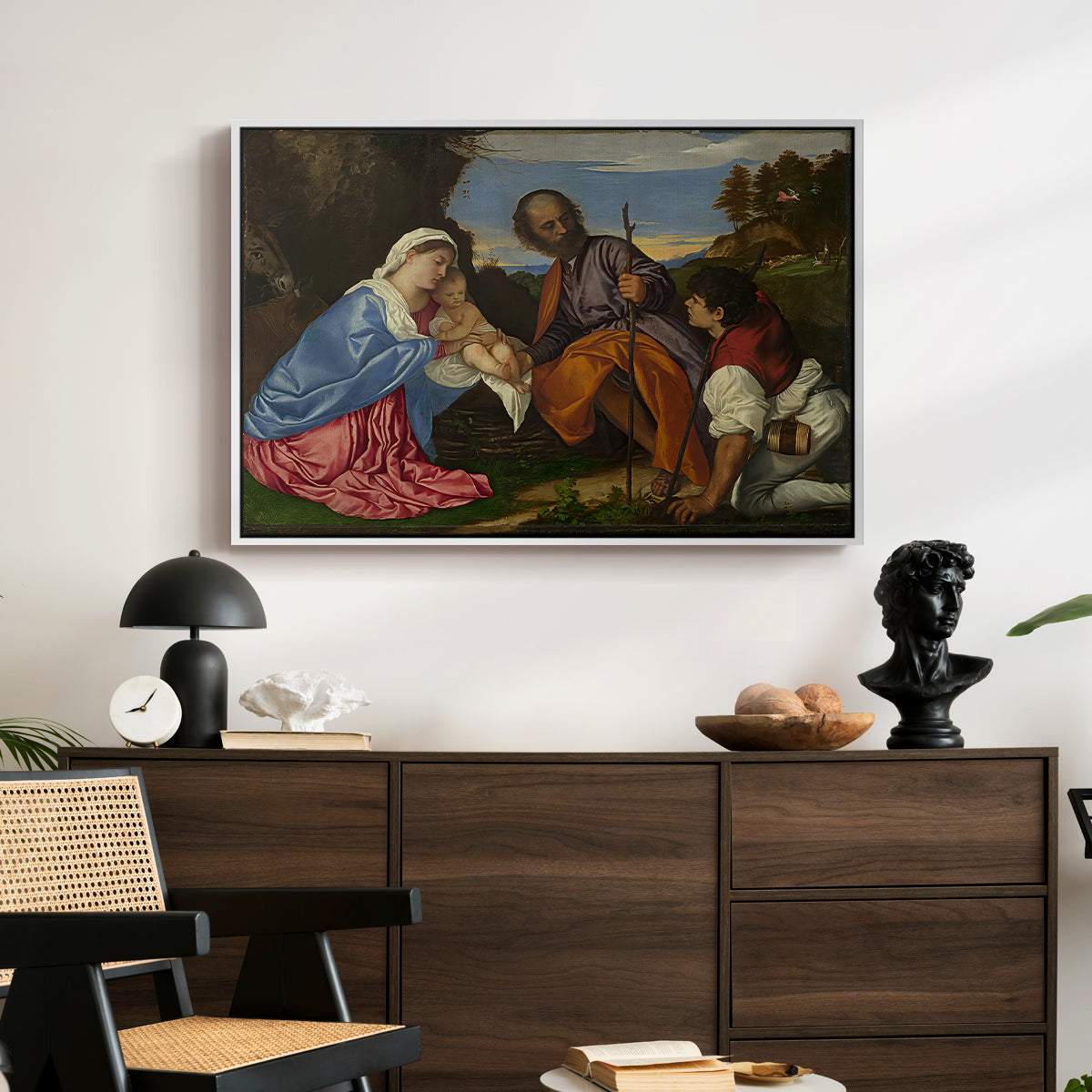 The Holy Family with a Shepherd, c. 1510 - Floater Framed Canvas Print